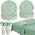 thumbnail image 2 of 127 Pcs Sage Green Party Supplies, Sage Greenery Disposable Tableware Set with Tablecloths, Paper Plates, Napkins, Cups, and Forks, Party Decorations for Bridal Shower, Wedding, Serve 25 Guests, 2 of 7