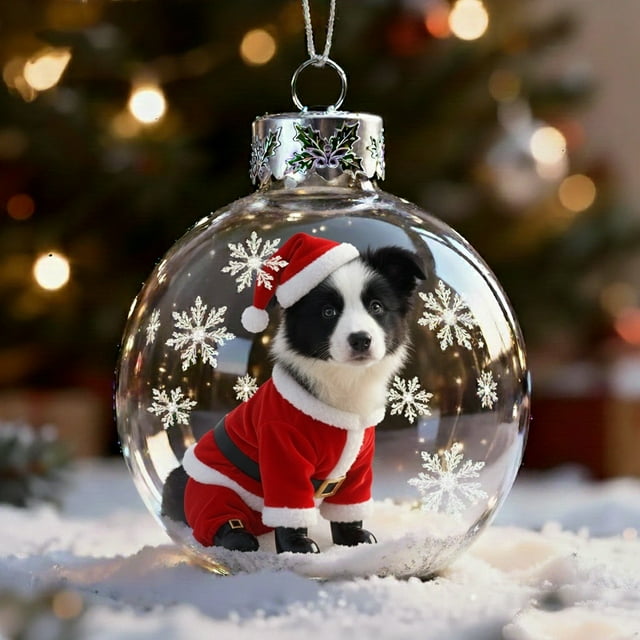 Adornos Navideños de Perros En La Nieve | Decoración Festiva para Mascotas con Cristal de Alta Transparencia | Varias Razas de Perros Disponibles | Regalo Navideño Ideal para Amantes de Las Mascotas