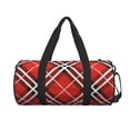 thumbnail image 2 of ZNDUO Red Square Seamless Pattern Round Travel Bag, Sports Tote Gym Shoulder Bag Weekenders Bags for Women Men, 2 of 8