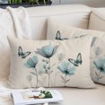 thumbnail image 3 of Turquoise Floral Pillow Covers 20x26 Inch Standard Size, Spring Pastoral Flowers Butterfly Beige Decorative Pillowcase with Zipper, Microfiber Breathable Pillowcases for Sofa Bed Living Room, 3 of 9