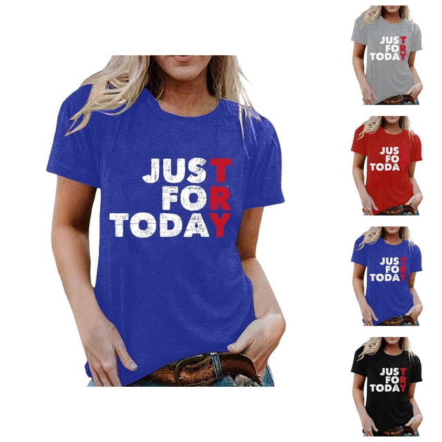 Just for Today T-Shirt Femme 2026 Été Décontracté Manches Courtes Col Rond Anniversaire Sobriété Récupération Graphique