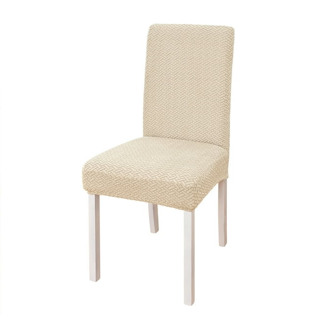 Yeacher Simple Chair Cover Seat and Rest In One Half Package M Chair Protective Cover Polar Fleece Material Elastic Striped Grid for Dining Hotel Home Use