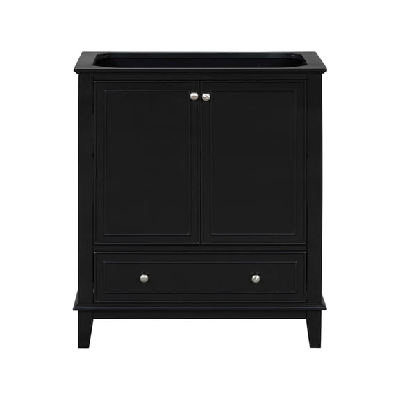 MAYEERTY 30" Bathroom Vanity without Sink Multi-functional Cabinet Doors Drawer Solid Frame MDF Black