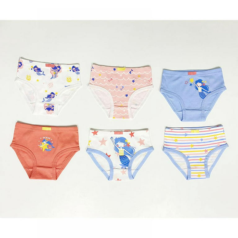Female Printed Triangle Underwear, Little Girls Underwear Toddler Panties  Big Kids Undies Soft 100% Cotton (6-PACK) 