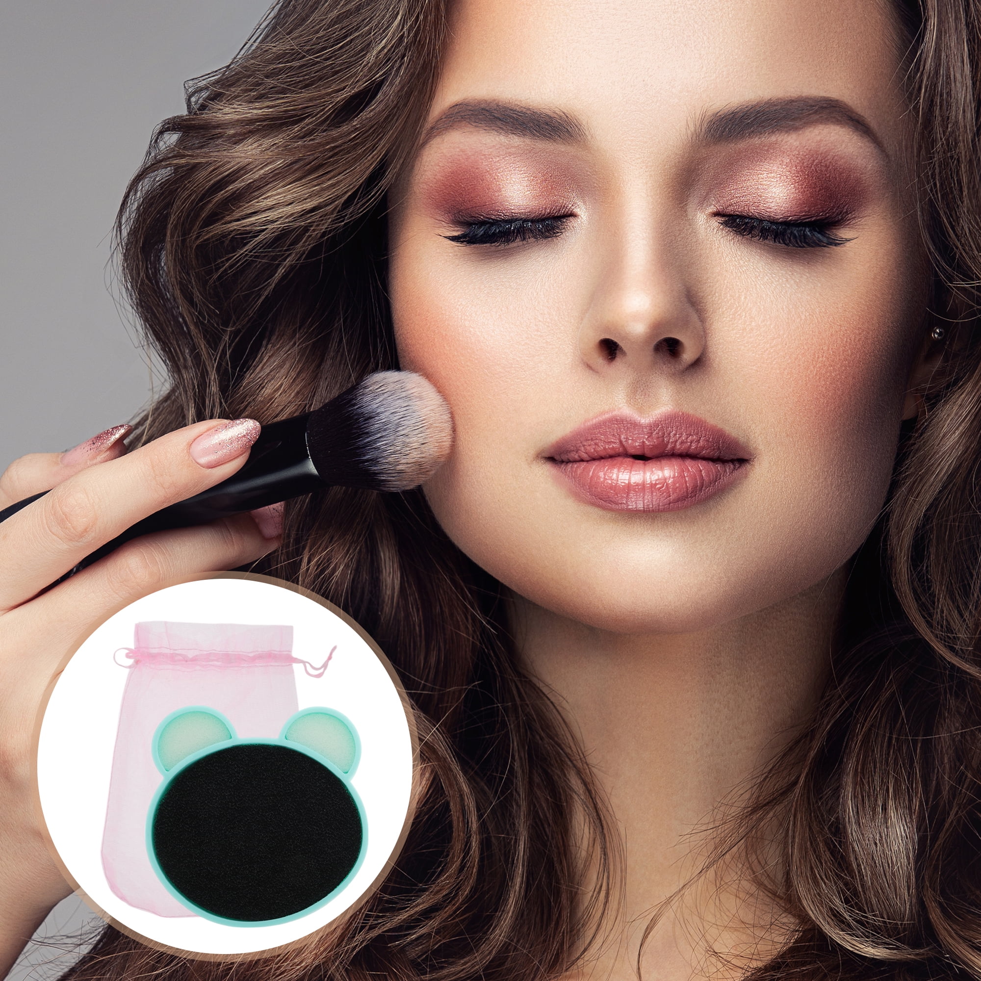 Unique Bargains 1pc Portable Makeup Sponge Brush Cleaner for Quick Color Changes Green