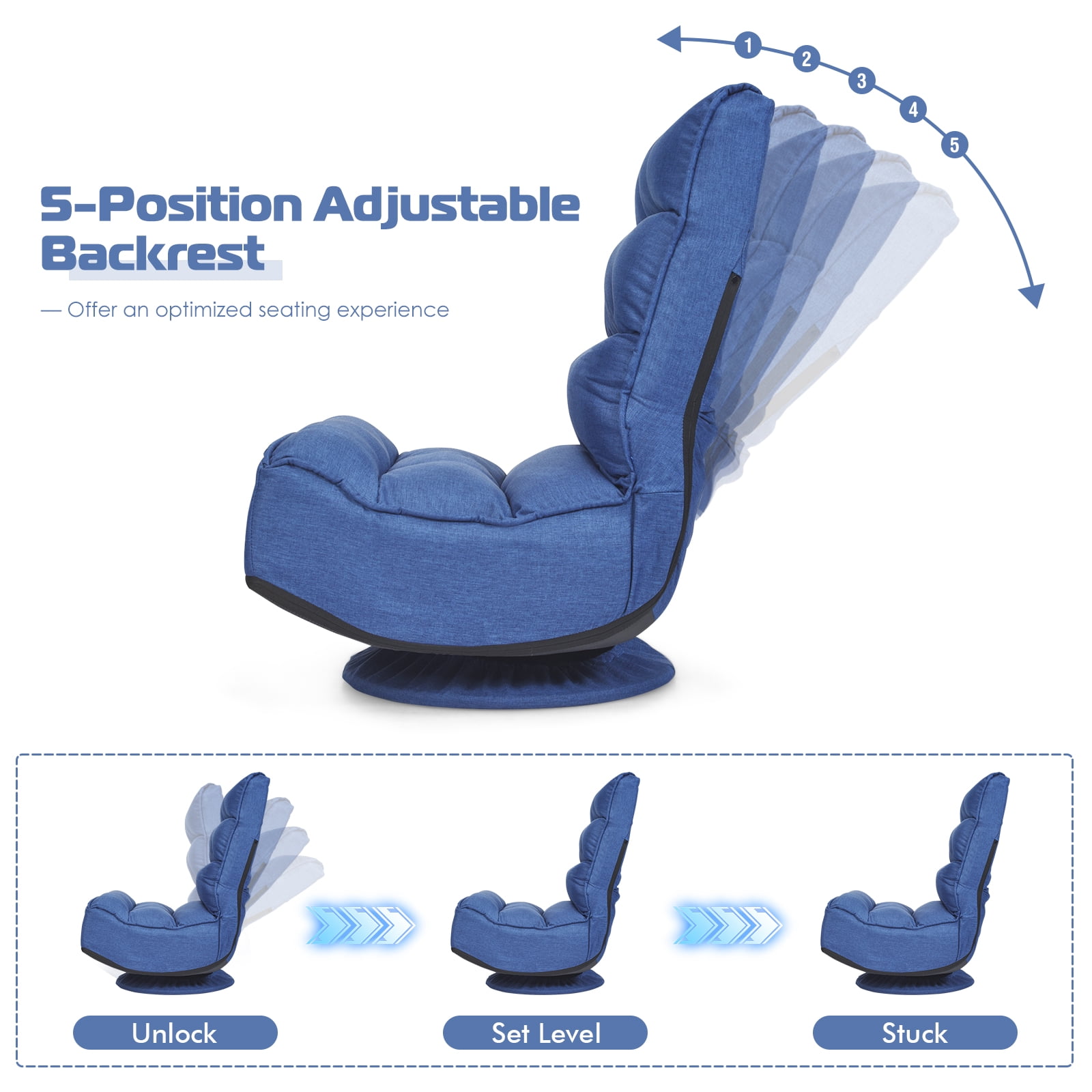 Giantex Rotatable Floor Chair, Foldable Floor Chair, Floor Seat Cushion, Lazy Sofa for Meditation, Yoga, Ideal for Home & Office