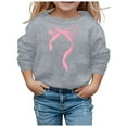 thumbnail image 3 of Girls Sweatshirts Cute Bow Graphic Crew Neck Long Sleeve Pullover Tops For Girl Soft Comfy Unisex Kids Graphic Hoodies Grey 3-4 Years, 3 of 4