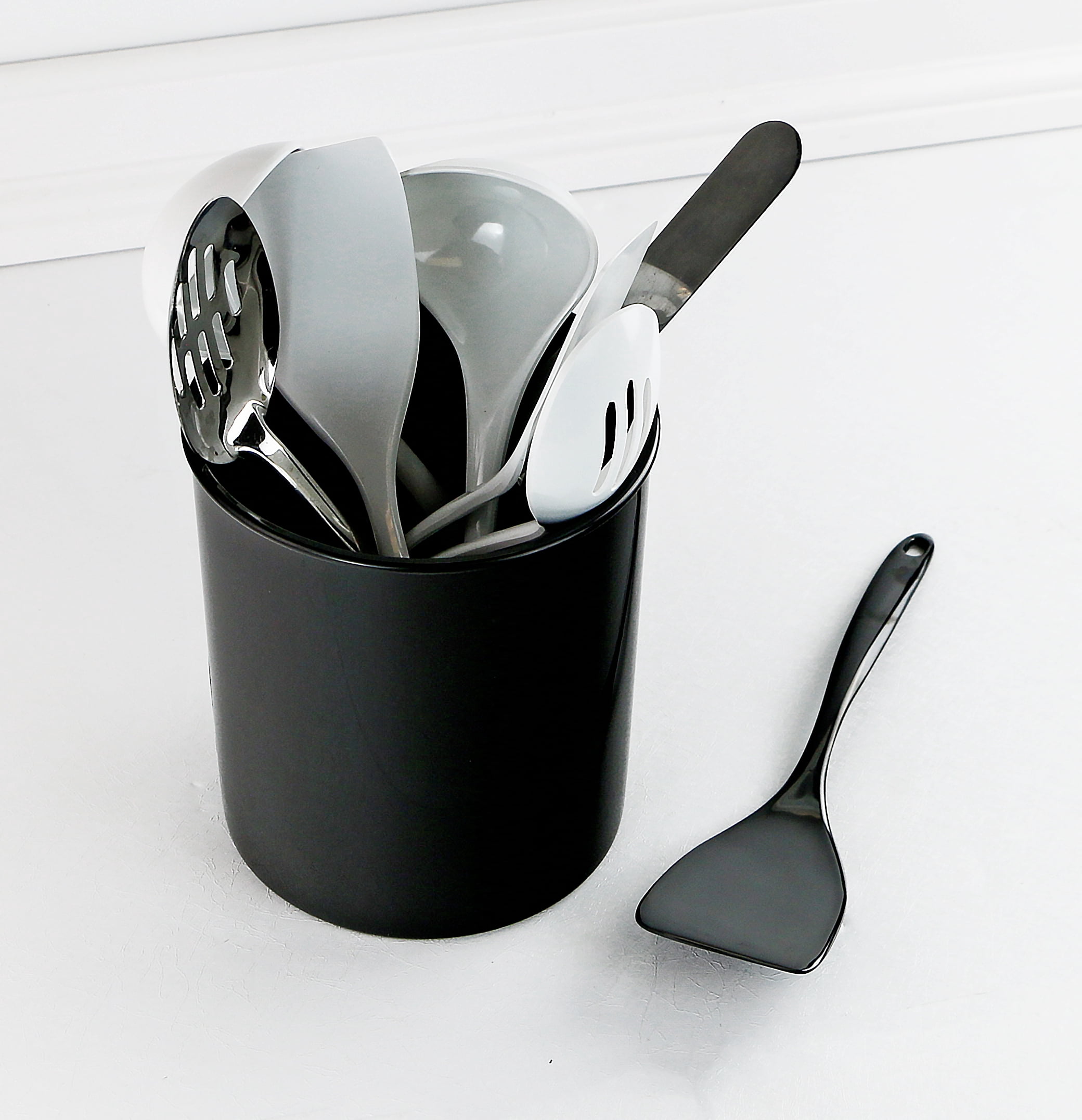 Durable Plastic Countertop Extra Large Utensil Crock/Holder, Black
