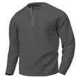 thumbnail image 2 of KHONTS Men's Henley Long Sleeve Plus Size T Shirts Waffle Lightweight T Shirt Thermal Casual Undershirts Dark Gray M, 2 of 7