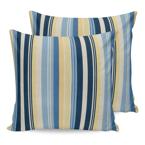 Pillow Covers 24x24 Set of 2, Blue Yellow Striped Throw Pillow Covers Decorative Couch Cushion Cover, Farmhouse Stripes Vintage Microfiber Soft Square Pillowcases for Bedroom Living Room Sofa