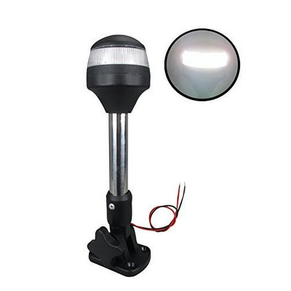 Pactrade Marine Boat Pontoon LED Anchor All Round Fold Down Light S.S. Pole 10-30v 9-1/2''H 2NM