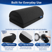 Qutool Memory Foam Foot Rest Under Desk, Adjustable Height Office Footrest with Washable Cover & Non-Slip Bottom, Black