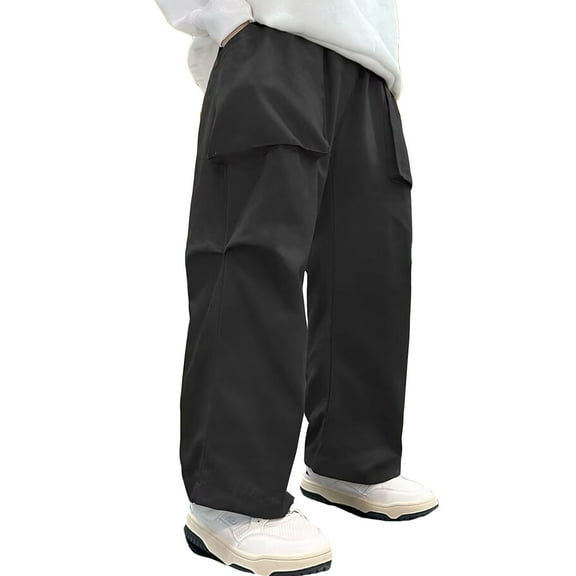 Huowey Kids Boys Kids Summer Casual Cargo Pants Solid Color Loose Sweatpants Trousers For Sports Activewear(4-12 Years) Relaxed Fit Dailywear, 10-11 Years