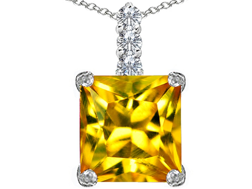 Simulated Citrine Pendant Necklace 
