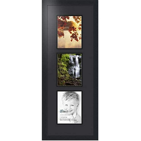 collage photo frame double mat with 3 - 6x8 openings and black frame
