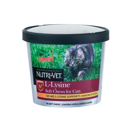 Nutri-Vet L-Lysine Immune Care Soft Chews for Cats, 90 (Best Lysine For Cats)