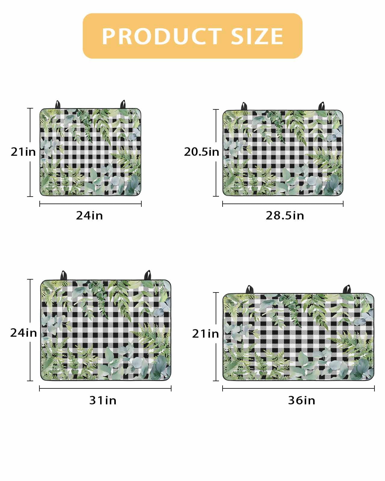 nqOlkjepod Large Induction Cooktop Protector Mat 24"x21", Eucalyptus Leaves Stove Top Covers for Electric Stove, Summer Botanical Black Checked Stove Burner Cover Mats, Glass Top Stove Cover