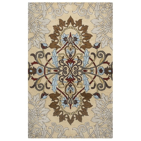 - Gatney Rugs Pike's Peak Area Rugs - PA9315 Transitional Beige Leaves Wool Tufted Petals Rug