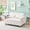 Beige, variant on Push-In Pink Corduroy Sofa with Rollers and Movable Desktop - Space - Saving for Compact Bedrooms