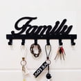 thumbnail image 2 of Black Iron Wall Mounted Hooks Metal Key Holder Word Family Pattern with 5 Hooks, 2 of 6