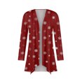 thumbnail image 4 of Women's Fashionable Loose-Fit Casual Cardigan with Christmas Print Mid-Length Coat for Holiday Outfits and Comfortable Wear,Wine,XL, 4 of 6