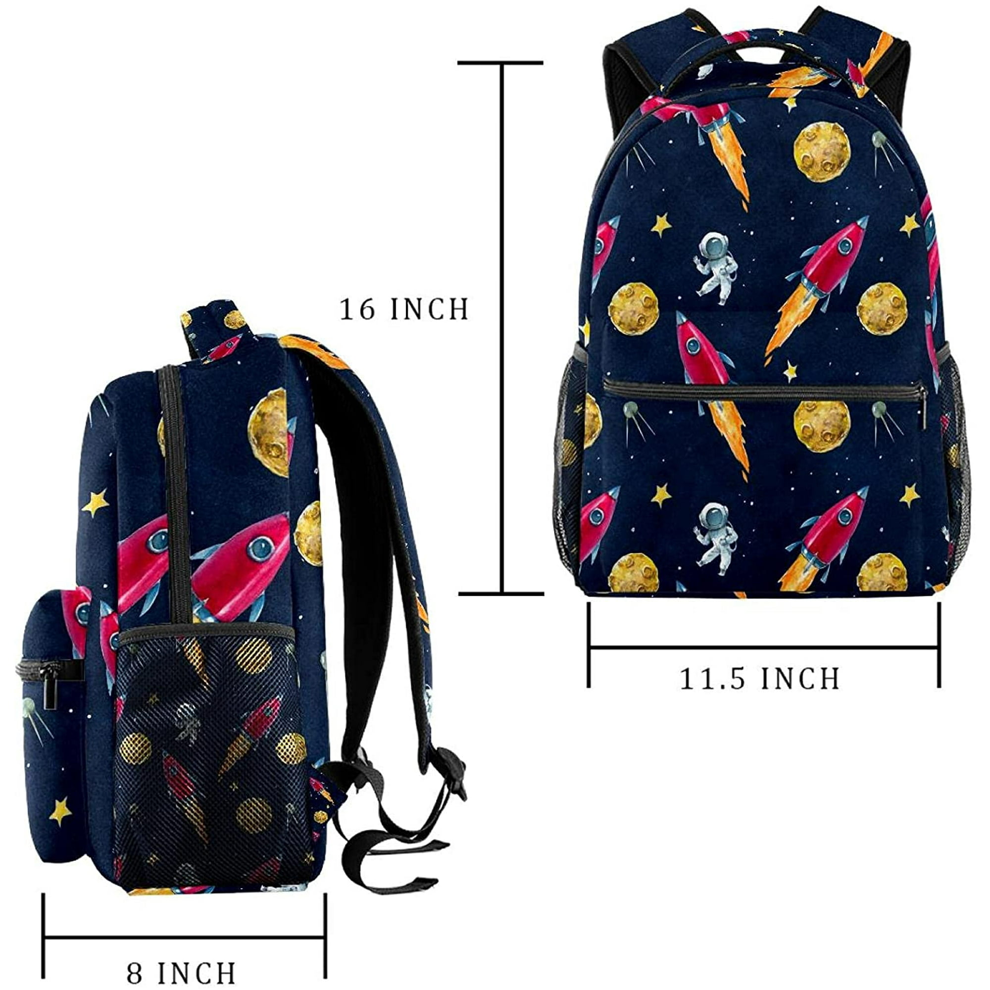Outer Space Rockets Travel School Backpack Work Bag for Women Men