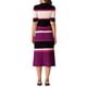 thumbnail image 3 of INSPIRE CHIC Vestidos de punto a rayas para mujer, vestido midi de manga corta, vestido de suéter acanalado en rosa intenso, 3 of 6