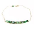 thumbnail image 2 of Emerald 3.5mm Rondelle Shape Rough Cut Beads 7 inch Silver Plated Clasp Bracelet for men, women, unisex. Link Chain Stacking Bracelet.|LINK_02447, 2 of 4
