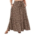 thumbnail image 2 of Cueply Women's Plus Size Casual High Waist Tie Front Long Skirts with Pockets Flowy Summer Pleated Tiered Elastic Skirt, 2 of 9