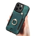 thumbnail image 6 of Allytech Wallet Cards Holder Case for Apple iPhone 15 Pro Max with Ring Holder, Premium PU Leather Retro Hand Wrist Stand Shockproof Compatible with Car Mount - Green, 6 of 16