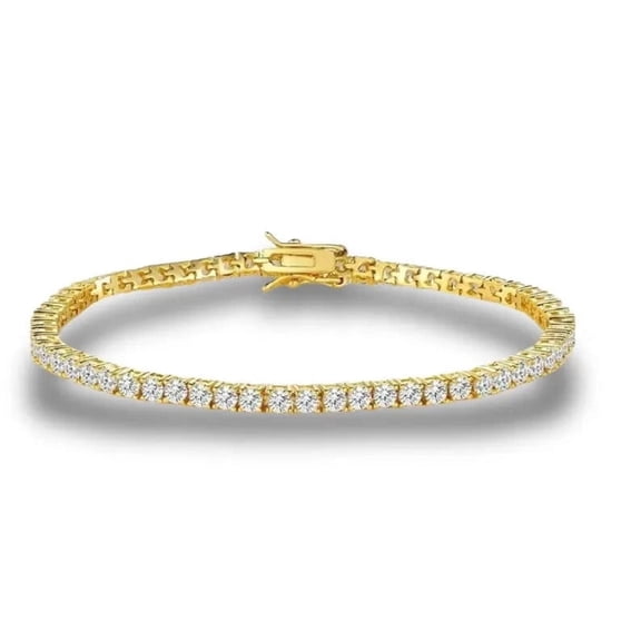 7.00Ct Round Cut Lab Created 3MM Diamond Women's Tennis Bracelet 14K Yellow Gold Over 7inch