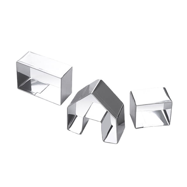 Kearding Molde de pastel de Casa 3D de acero inoxidable de 3 piezas, molde de repujado para galletas de panadería , plantilla antiadherente Herramientas y accesorios para hornear