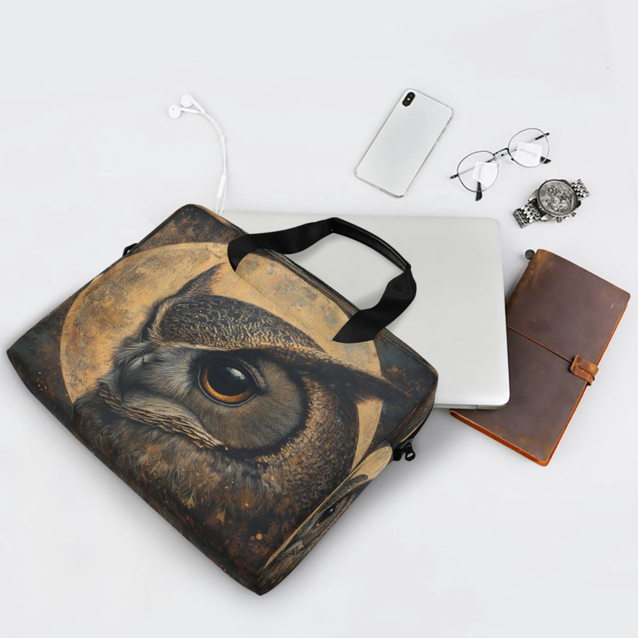 Laptop Bag Laptop Briefcase 15.7 x 3 x 11.8 Inches Laptop Bag Briefcases Laptop Storage Travel Laptop Bag Work Laptop Bag Owl under The Moon