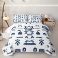 thumbnail image 2 of Erosebridal Vintage Railroad Bed Spread Queen,Train Plane Navy Silhouette Queen Coverlet Set For Boys,3-Piece, 2 of 7
