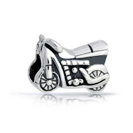 Charm Motorcycle Biker Motorbike Motorcycle Charm Bead For Women For Teen Oxidized 925 Sterling Silver Fits European Bracelet ()