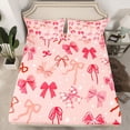 thumbnail image 2 of Homewish Cute Plaid Bow-tie Bed Sheets, Winter Snowflake Print King Sheets, Teen Kids Girls Sheet Set, Microfiber Bedroom Decor, 4-Piece, 2 of 7