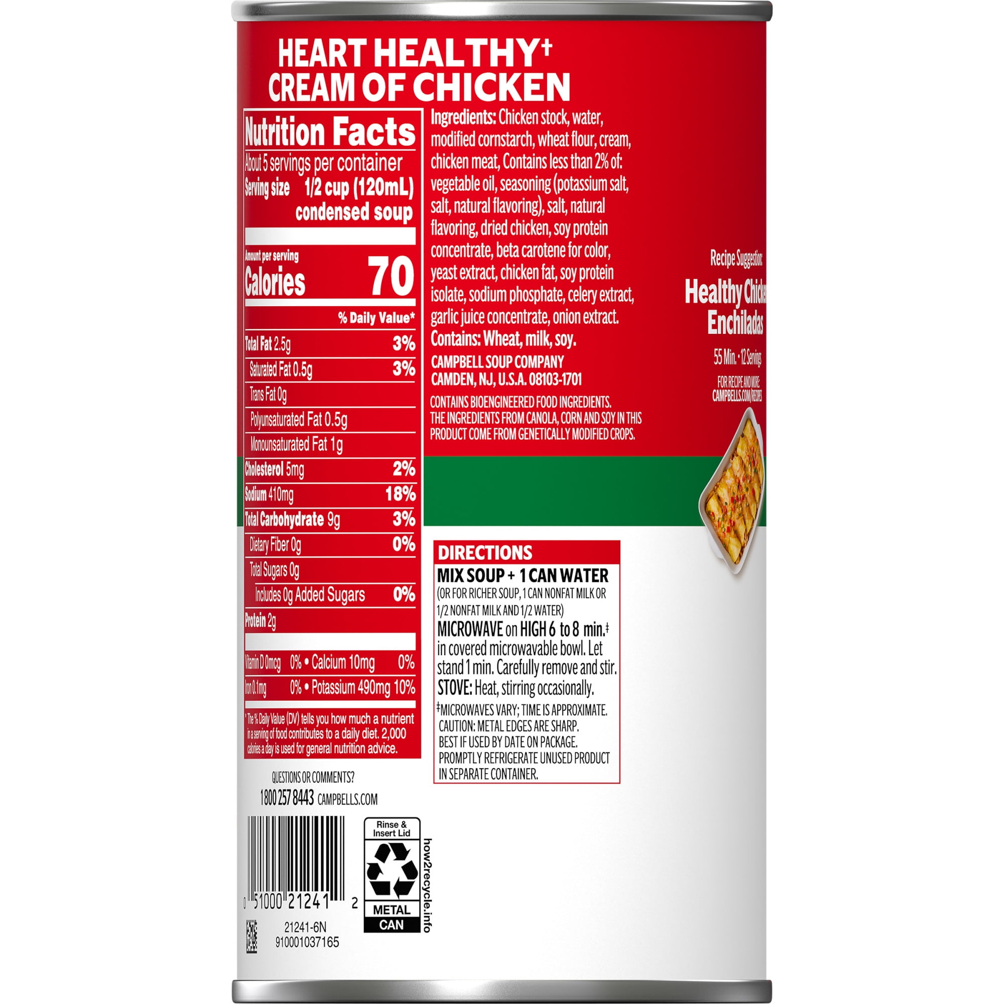 (12 pack) Campbell's Condensed Heart Healthy Cream of Chicken Soup, 22.6 oz Family Size Can
