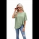 thumbnail image 5 of Camiseta Holgada Informal de Corta con Cuello Redondo y Color Liso para Mujer, Talla Grande, Color Verde Frijol M, 5 of 10