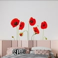 Walplus Red Poppy Flowers Peel and Stick Wall Decals 49.22" x 25.6