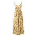 thumbnail image 2 of XIAONU Floral Print Spaghetti Strap Maxi Dress For Women Front Cutout Tiered Vacation Dress, 2 of 6