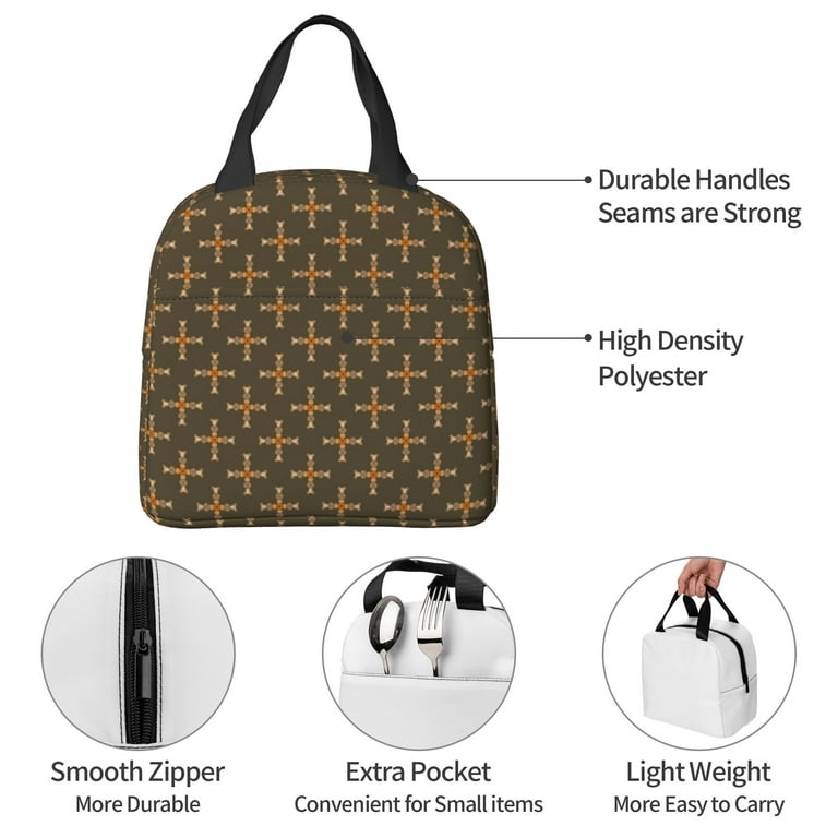 ZICANCN Insulated Lunch Bag for Women Men, Brown Vintage Floral Pattern  Reusable Cute Lunch Bags for Picnic School Work Office 