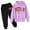 d-Light Purple, variant on Autumn Winter Girls' 2-Piece Hoodie Pullover & Sweatpants Set – Long Sleeve Casual Outfit with Letter Print, Hooded Toddler Fall Winter Wear
