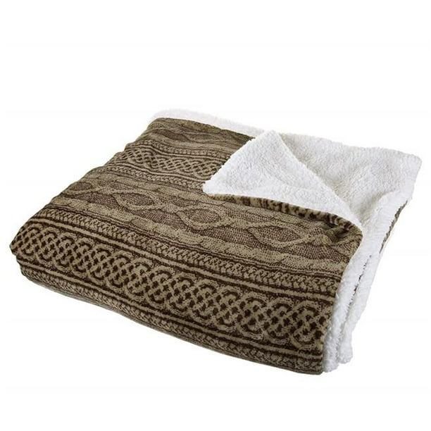 Bedford Home 61A01220 Flannel Sherpa Blanket, King Size Chocolate
