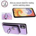 thumbnail image 6 of Wallet Case Compatible for Samsung Galaxy A05 with Card Holder, Rotation Finger Ring Kickstand Card Slots Case, Classic PU Leather Shockproof Magnetic Button Cover for Galaxy A05, Purple, 6 of 7