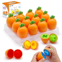MOONTOY 12PCS Carrot Matching Eggs, Easter Egg Toy for 1 2 3 Year Old Easter Party Favors Educational Shape Sorter Montessori Sensory Preschool Classroom Easter Gifts for Kids Easter Basket Stuffers