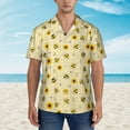 thumbnail image 2 of Pofeuu Sunflowers Bee Print Hawaiian Shirt for Men Sleeves Casual Button Down Summer Beach Dress Shirts T-Shirts,X-Large, 2 of 7