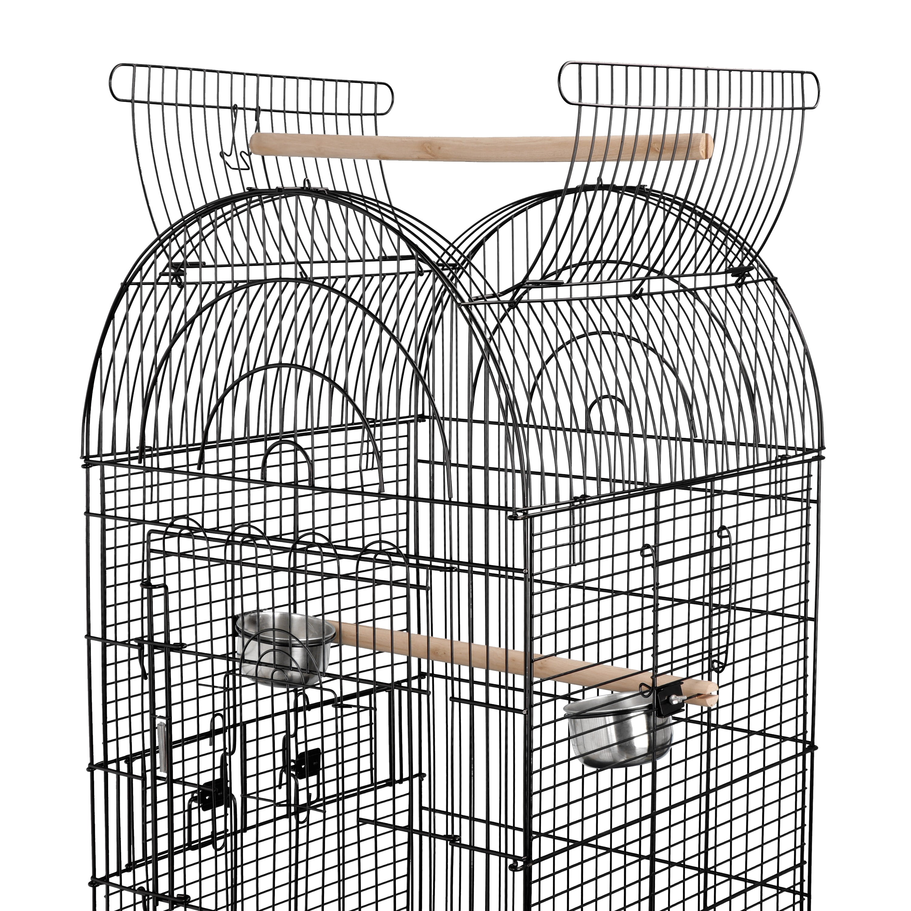 ZENSTYLE 63.9" Rolling Bird Cage Detachable Stand Metal Frame Medium Brid House, Black