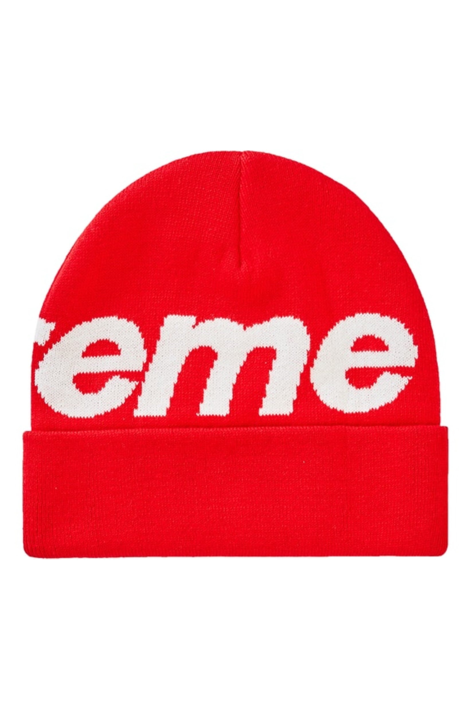 supreme big logo beanie red