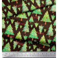 thumbnail image 2 of Soimoi Brown Rayon Fabric Text & Christmas Tree Print Fabric by Yard 42 Inch Wide, 2 of 5