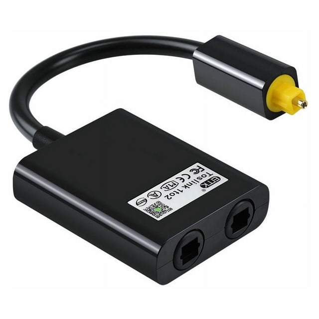 1 a 2 Divisor de cable óptico digital Adaptador de audio Adaptador de audio de fibra óptica Adaptador divisor de fibra óptica Negro, Negro TUNC Sencillez